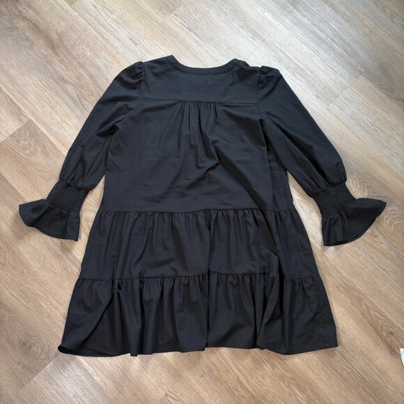 Tuckernuck Kenzo Dress black crepe size XXL tiered swing mini long sleeve - Picture 7 of 7